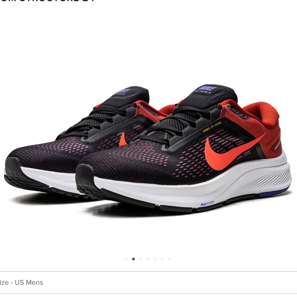 Nike Air Zoom Structure 24 Black Bright Crimson Cinnaba Sz 11